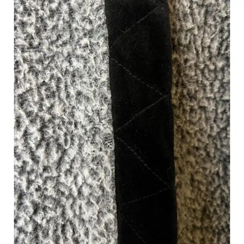 Euro Joy Jacket Womens Medium Gray Sherpa Fleece Full Zip Velvet Trim Boucle