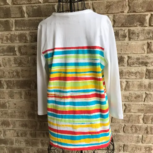 kim rogers  Crew Tee Top Relaxed Fit Medium Striped