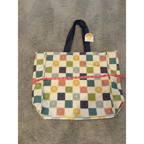 C&C California Home Large Canvas Tote Colorful Smiley Faces NWT