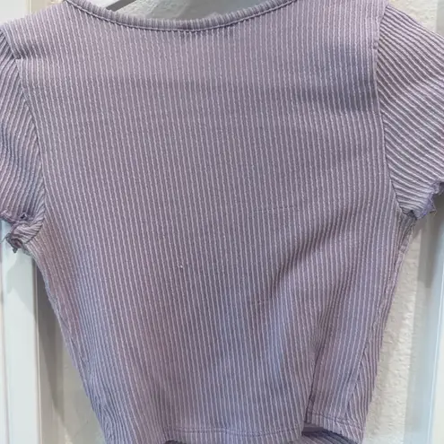 Paper moon Lavender Ribbed Ruched Drawstring Crop Top Women’s Small Made in USA