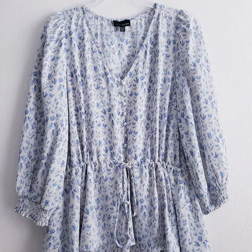 Lucy Paris Long Sleeve Printed Ruffle Mini Dress