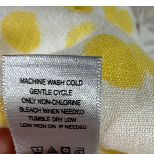 John Mark 100% Linen Yellow Polka Dot Button-Back Blouse PM Petite Medium - Image 6