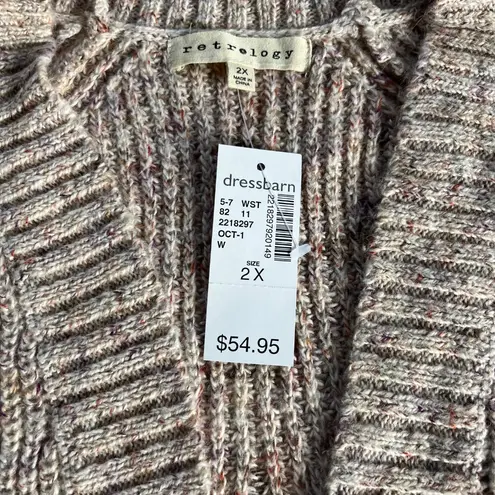 Retrology Plus Sz 2X Knit Pink Cardigan Sweater Open Stretch Drop Shoulders