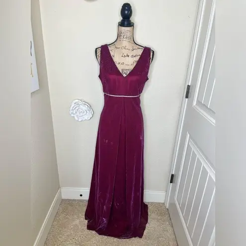 NTM Vintage Scott McClintock Iridescent Overlay Burgundy Empire Waist Gown Sz 12 Red