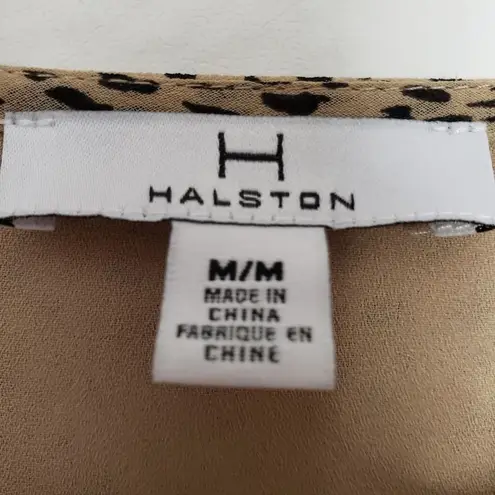 H by Halston Womens Top Sz Med Boho Balloon Sleeve Animal Print Leopard Flowy