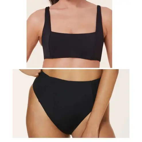 ANDIE Bikini Set Havana top High Waisted Cheeky Bikini Bottom Black Large NWT