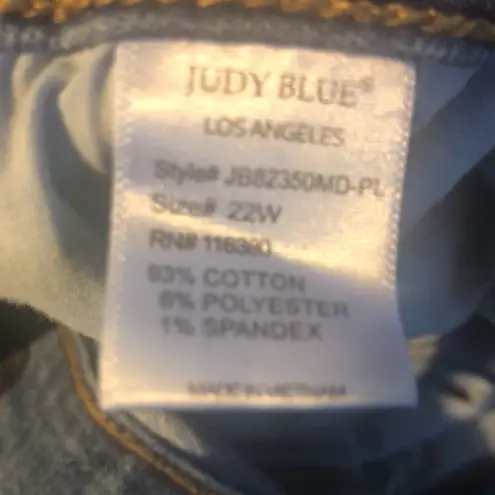 Judy Blue  Boot Cut Stretch Jean Sz 22W Plus Med Wash Light Distress Booty Lift