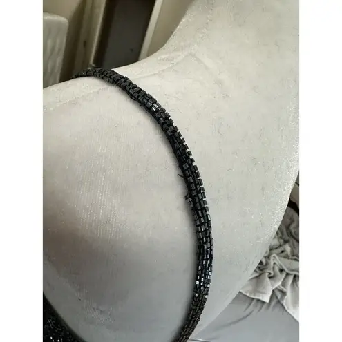 Sean Collection Vtg 90’s Dress Gown Sz L 100% Silk Blue Beaded Prom Even…