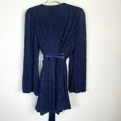 L'Academie Revolve Florence Navy Pleated Mini Wrap Dress