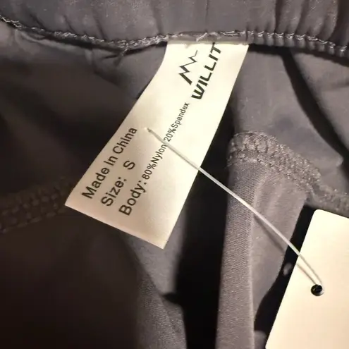 Gray Athletic Shorts with Drawstring Closure and Mid