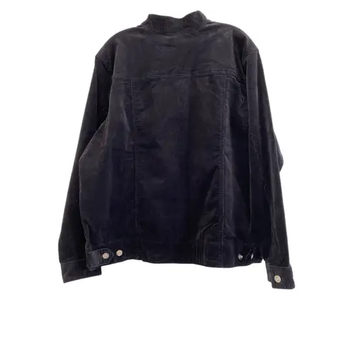 NWT Quacker Factory Stretch Corduroy Bomber Jacket Sz XL Rhinestone Zipper Black