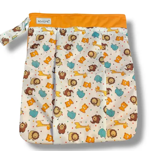 Bontime Wet Bag Diapers Laundry Swim Suit Pouch Stroller Double Zip Expandable Orange