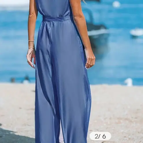 Cupshe  Button Front v Neck Wide leg Jumpsuit Size xl - Image 3