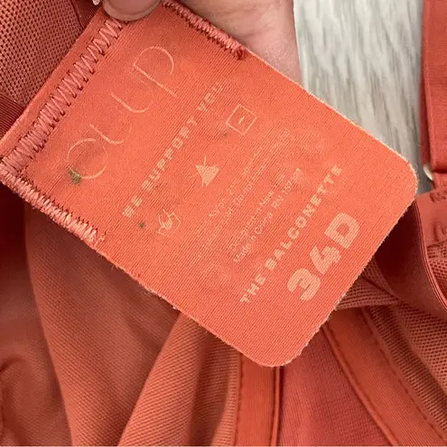 CUUP Balconette Bra mesh womens Orange (size 34D) intimates sheer underwire