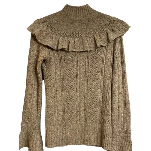 Willow & Clay  wo size Small soft brown wool blend sweater ruffle accent EUC - Image 11