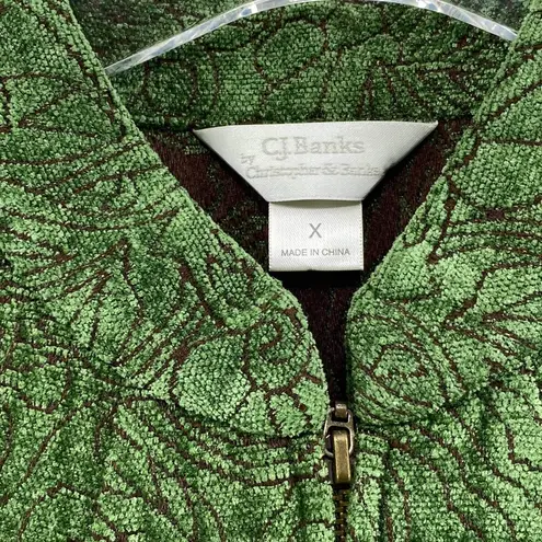 Christopher & Banks C. J BANKS BY Green Floral Zip Up Jacket