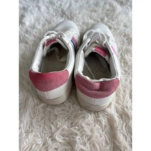 J.Crew Women's White Leather Sneakers Rainbow Stripe Tennis Shoes Size 7