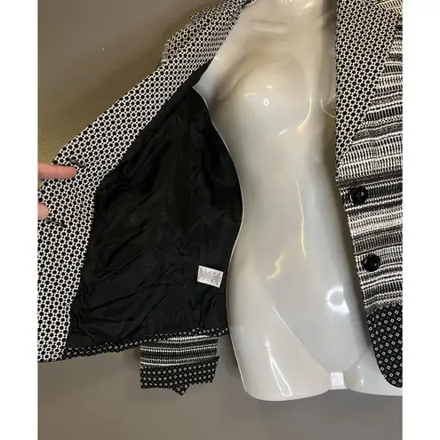 Worth New York Blazer Jacket Womens 8 Black White Tweed Two Button Lined