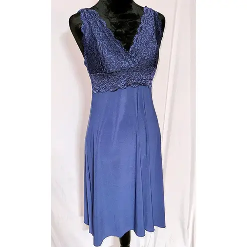 B Moss Black Vintage 1990 Lace Top Tie Back Deep Plunge Bodice Cocktail Dress # Size M