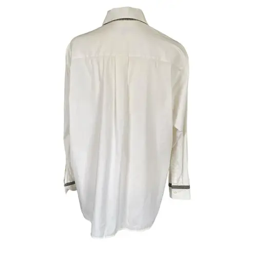 Lafayette 148 New York women's size P cream button down collared blouse sequin - Image 4
