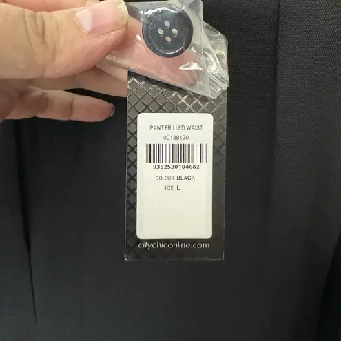 City Chic NWT Black Frill Waist Pants Size XL/22 High Rise Wide Leg Work Office