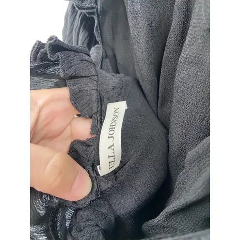 Ulla Johnson Eveline Silk Black Ruffled Smocked Midi Dress Size 2