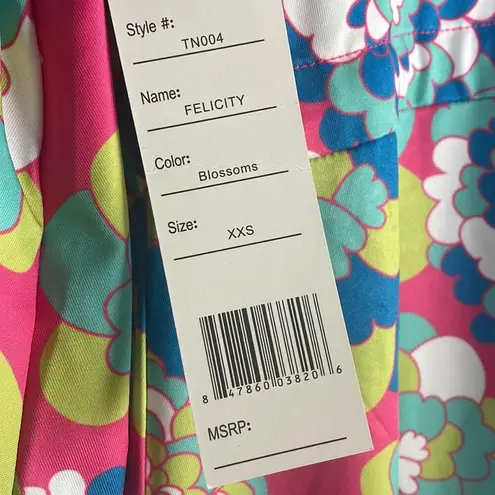 Tracy Negoshian NEW Felicity Fringe Dress 70s Pink Green Mini Summer Resortwear