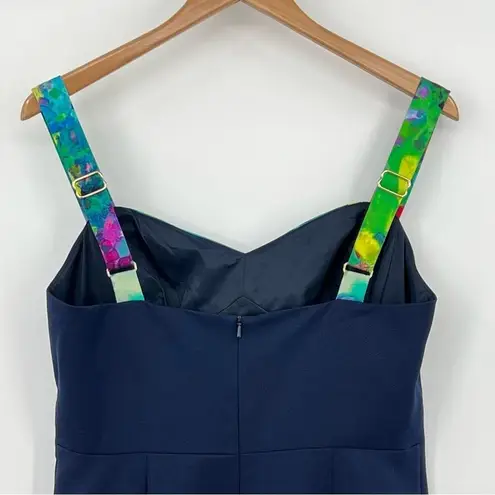 Black Halo dress 12 blue floral watercolor sweetheart sleeveless sheath NEW