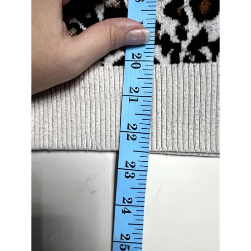 T Tahari Tahari Womens White Black Leopard Long Sleeve Crew Neck Pullover Sweater Size XL - Image 6