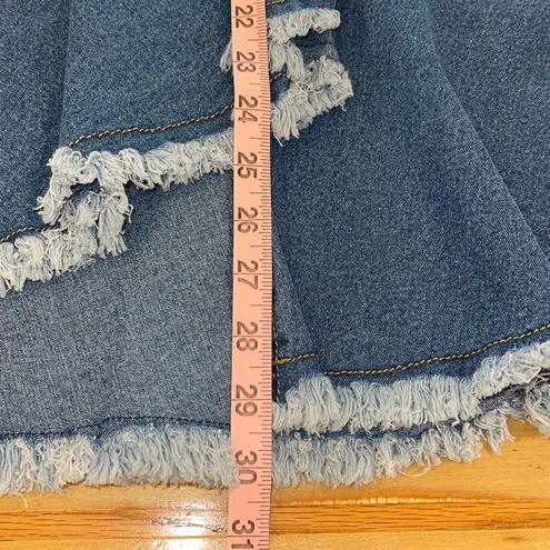 Yumi Kim Yumi Anthropogie Women’s Asymmetric Raw Frayed Hem Denim Peplum Midi Skirt Blue