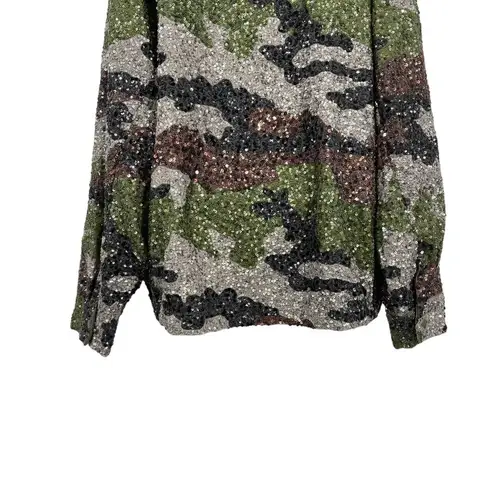 Revolve NEW Retrofete Idan Camo Sequin Matching Set Shorts Jacket Shacket Army 