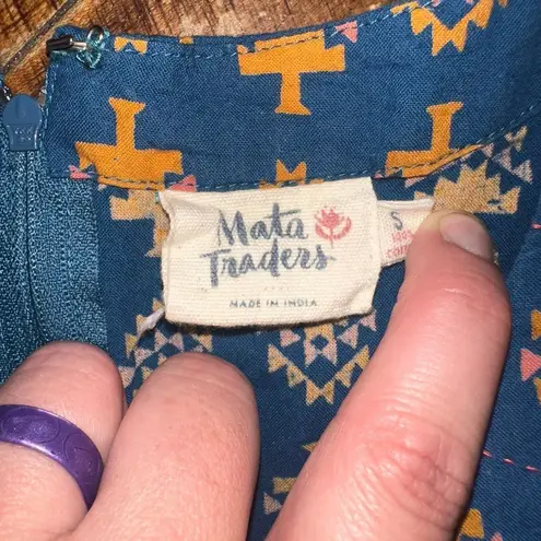 Mata Traders blue southwest retro trees S fit & flare dress