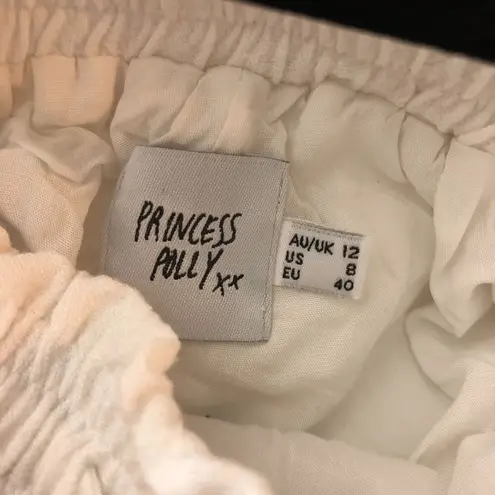 Princess Polly  Womens Shorts Flowy Ruffle Pull On Drawstring White 8 - Image 3