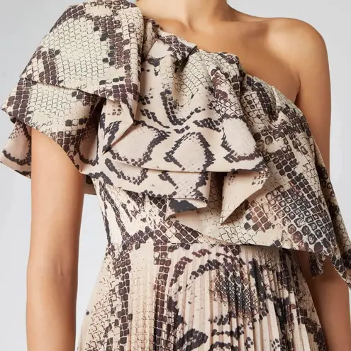 Solace London Brown Python Snake Print Rosa Maxi Dress, Size 8