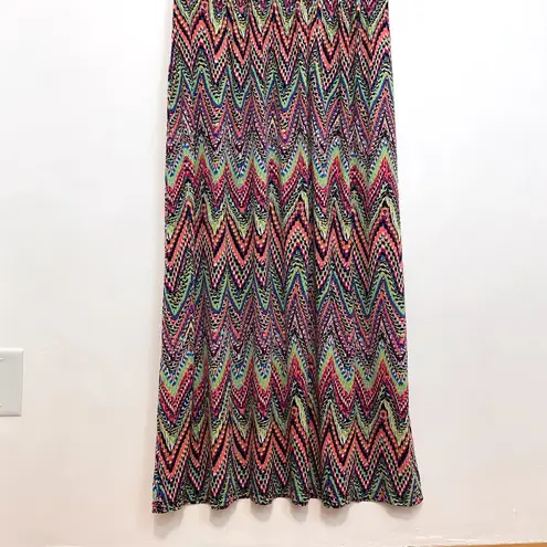 Ny Collection Plus Size Multicolor Sleeveless Maxi Dress Rainbow Chevron Stripe