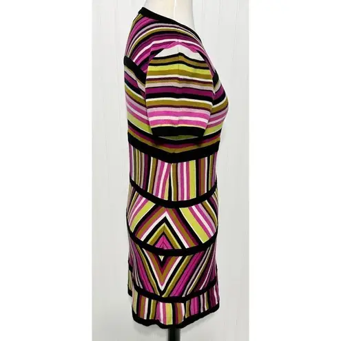 Missoni for Target Stripes Crew Neck Knitted Mini Dress Pink Black Size Medium