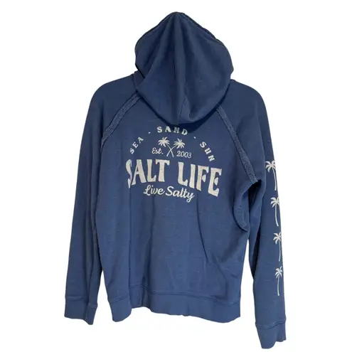 Salt Life Womens Blue Full Zip Hoodie Palm Tree Logo Est 2003 Size S