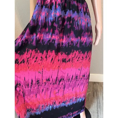 Baby Phat Womens Pink Black tie dye Sexy Flowy Maxi Halter Stretch 2X Dress #196