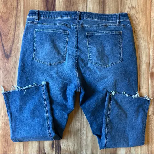 Ellos Womens 22 Jeans High Waisted Raw Hem Plus Size Comfortable Casual Blue