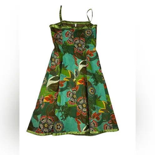 Robbie Bee size medium vintage Vibrant Floral Dress fit flare green pin up