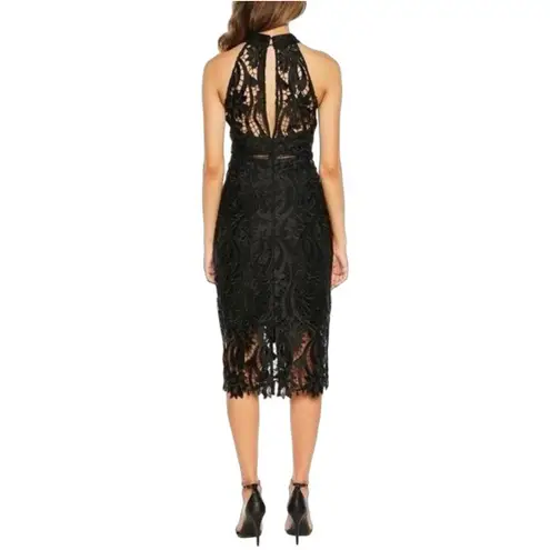Bardot Isa Crochet Lace Cocktail Sheath Midi Dress French Black Size 8/M