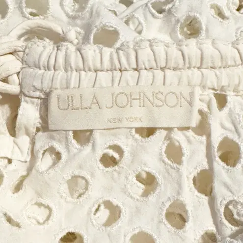 Ulla Johnson Grace Top Pearl White Eyelet Floral Applique Puff Sleeve Size 6