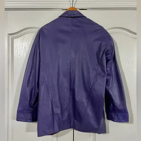 Vintage EREZ Sport Purple Leather Jacket 80s 90s Purple Rain