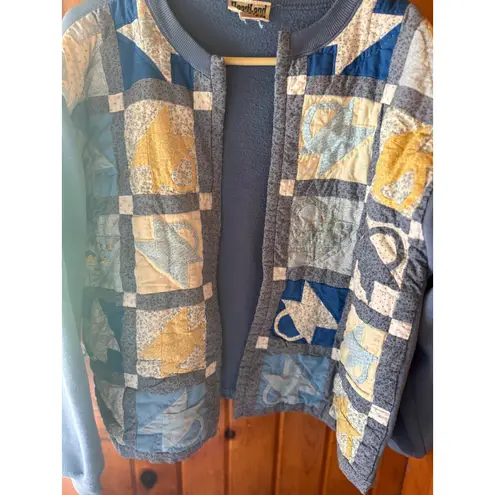 Vintage Heartland Basics Blue Quilted open front Women's XL Sweatshirt Coat