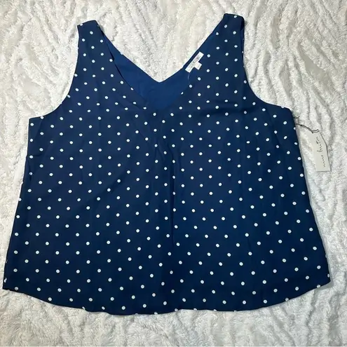 Nine Britton  XL Navy White Polka Dot Double VNeck Top Maternity Business Casual