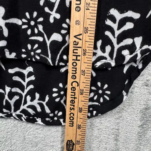 Soft Surroundings Sleeveless Blouse Tunic M Black White Rayon Boho Floral Print