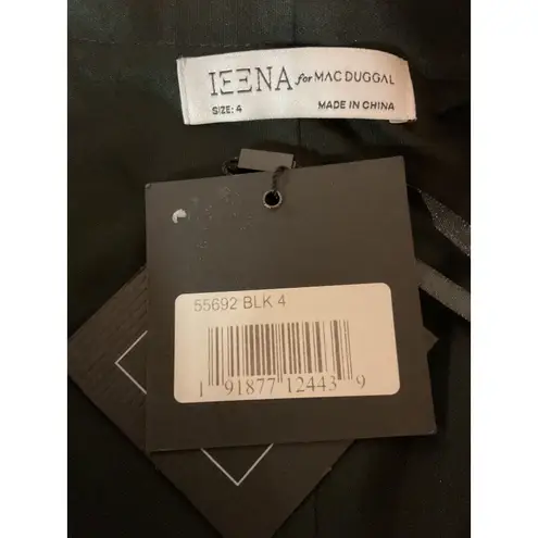 Ieena For Mac Duggal Ruffled Faux Tuxedo 3/4 Sleeve Mini Dress Black Size 4 NWT