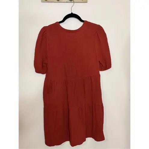 Marine layer Jamie Short Sleeve Mini Dress in Poinsettia Red S