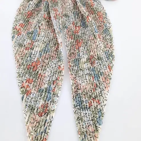 Noir Colorful Floral Multicolored Boho Crinkled Long Bow Barrette Hair Clip