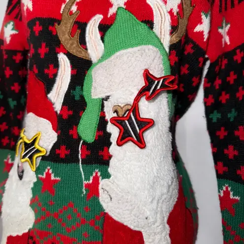 Ugly Christmas Sweater Llamas Falala Crew Neck Knit Pullover